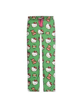 Hello Kitty Christmas Fleece Pajama Pants Small Green Holiday Lounge Sleepwear